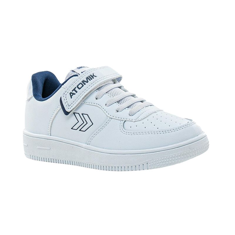 Zapatillas Atomik Ni os Cambridge Blanco Azul Con Velcro