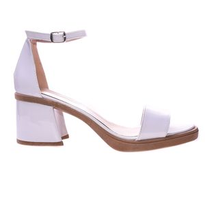 Sandalias  Via Urbana Mujer Con Tacos Blancas Charol