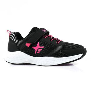 Zapatillas Footy Niñas Sport Negro Rosa Con Velcro
