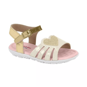 Sandalias Molekinha Niñas Charol Corazon Blanco Off