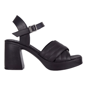 Sandalias Citadina Mujer Elo Negras Con Taco