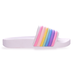 Chinelas Plumita Niñas Tiras Canelon Blancas