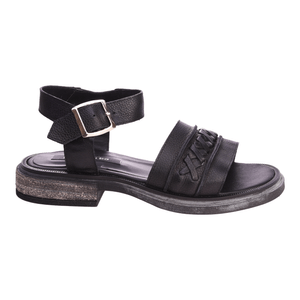 Sandalias Lorena Bs As Mujer 601 Negras De Cuero Faja Trenza