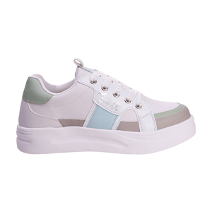 Zapatillas Mail Nena Combinada  Celeste Con Plataforma