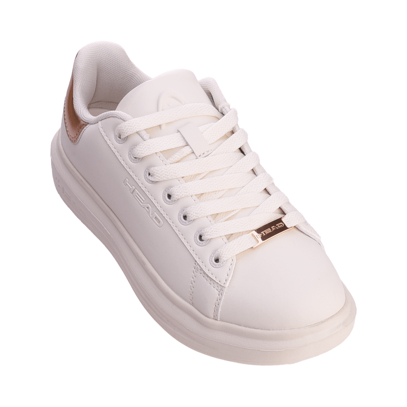 Zapatillas blancas con dorado mujer best sale